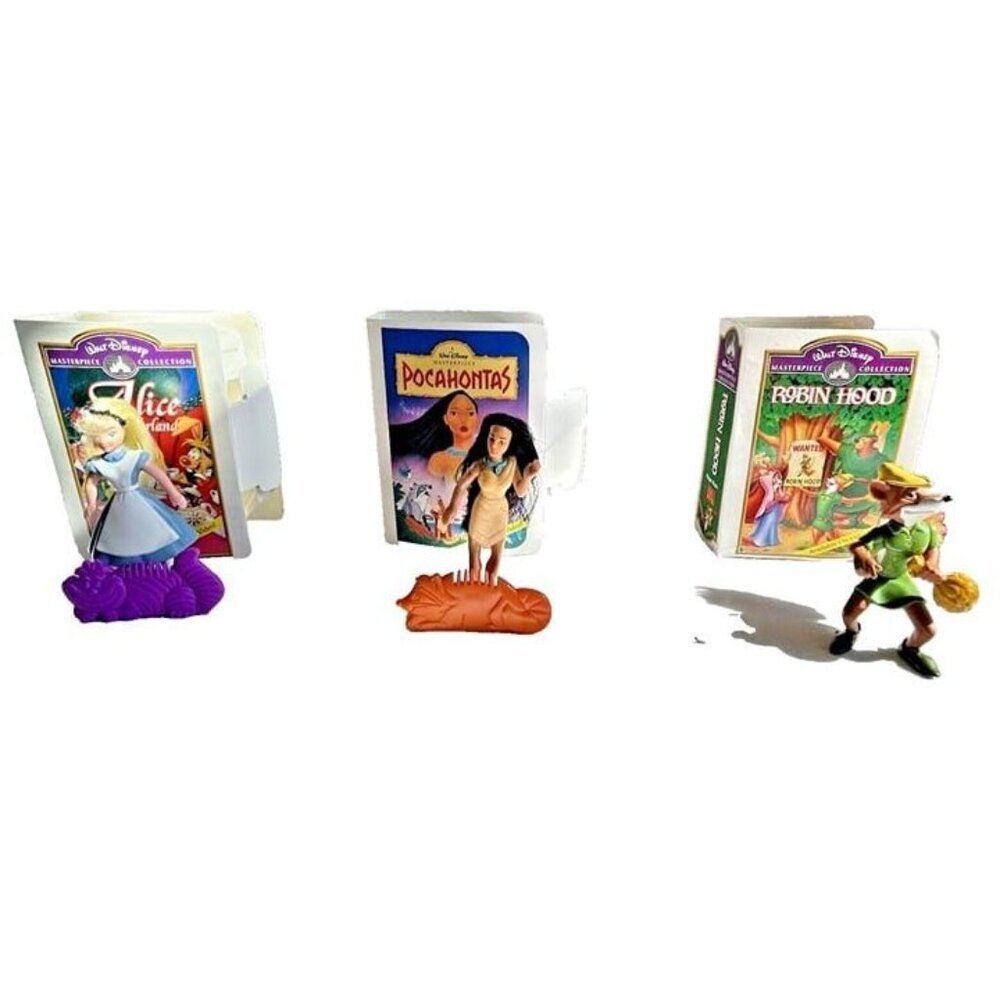 1995 McDonalds Disney Masterpiece Home Video Alice Pocahontas Robin Hood Toys